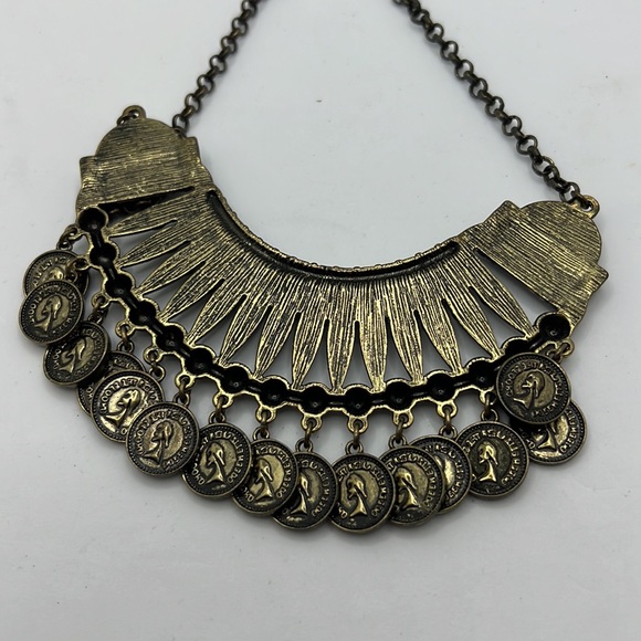 Coin chocker cleopatra style statement necklace costume boho indie unique - Picture 9 of 12